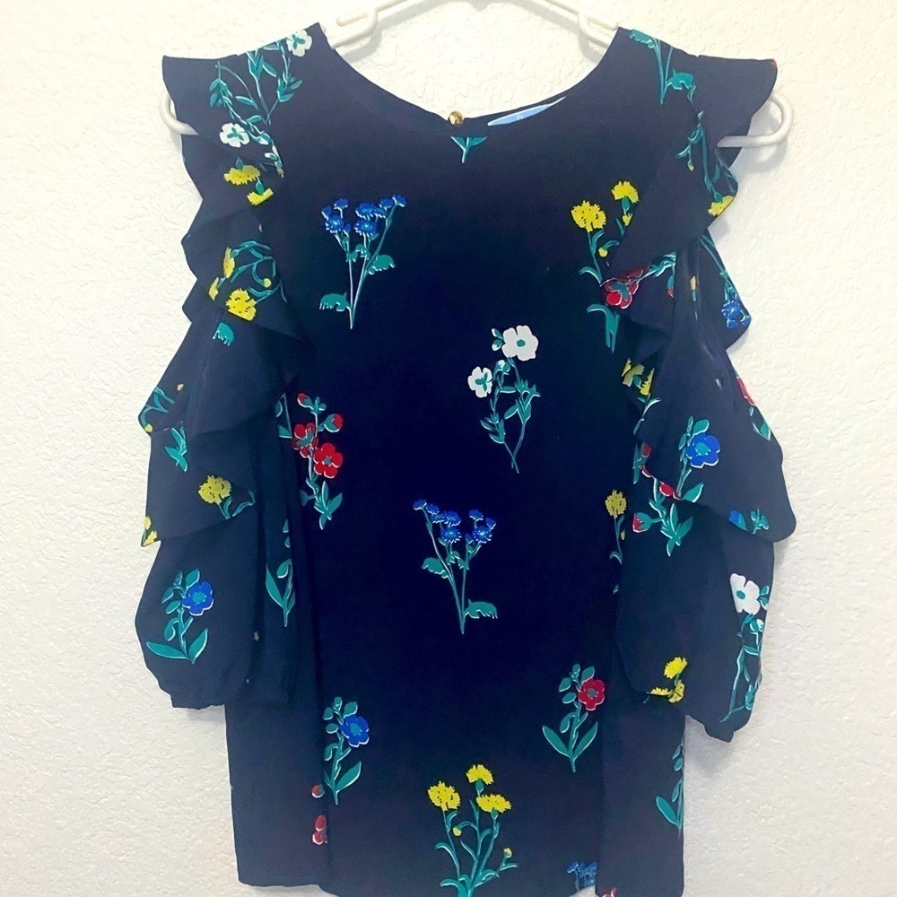 Draper James Navy Blue Floral Shirt S